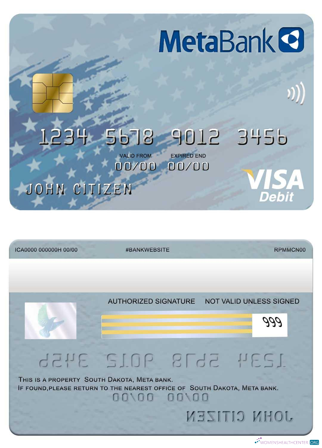 Download USA South Dakota, Metabank, visa card Photoshop template